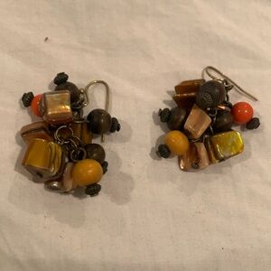 GUC multicolor earrings- brown, gold and orange